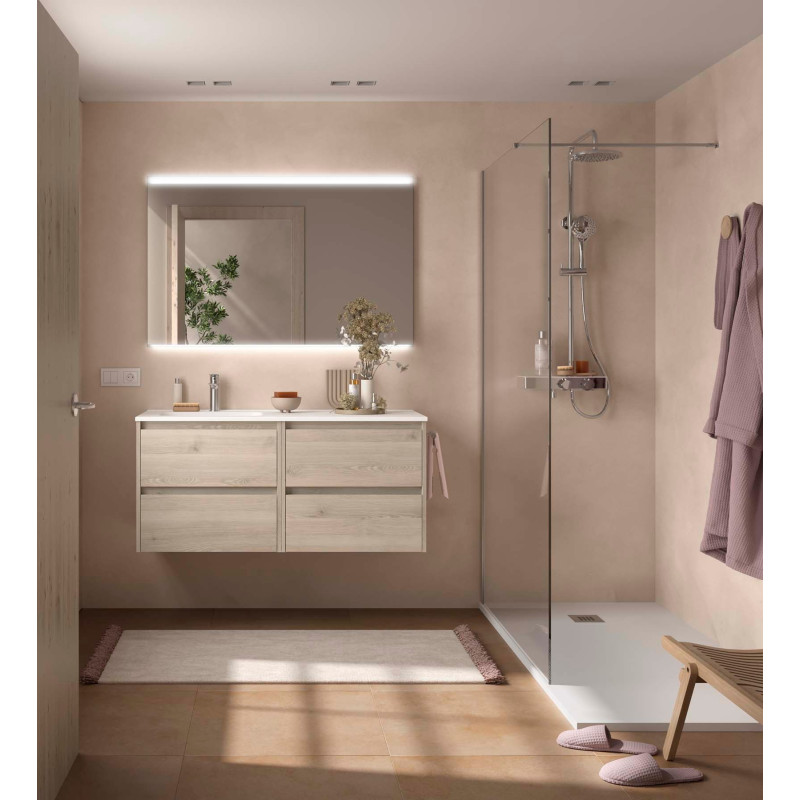 Chêne Naturel · Vasque à Gauche · Sans miroir