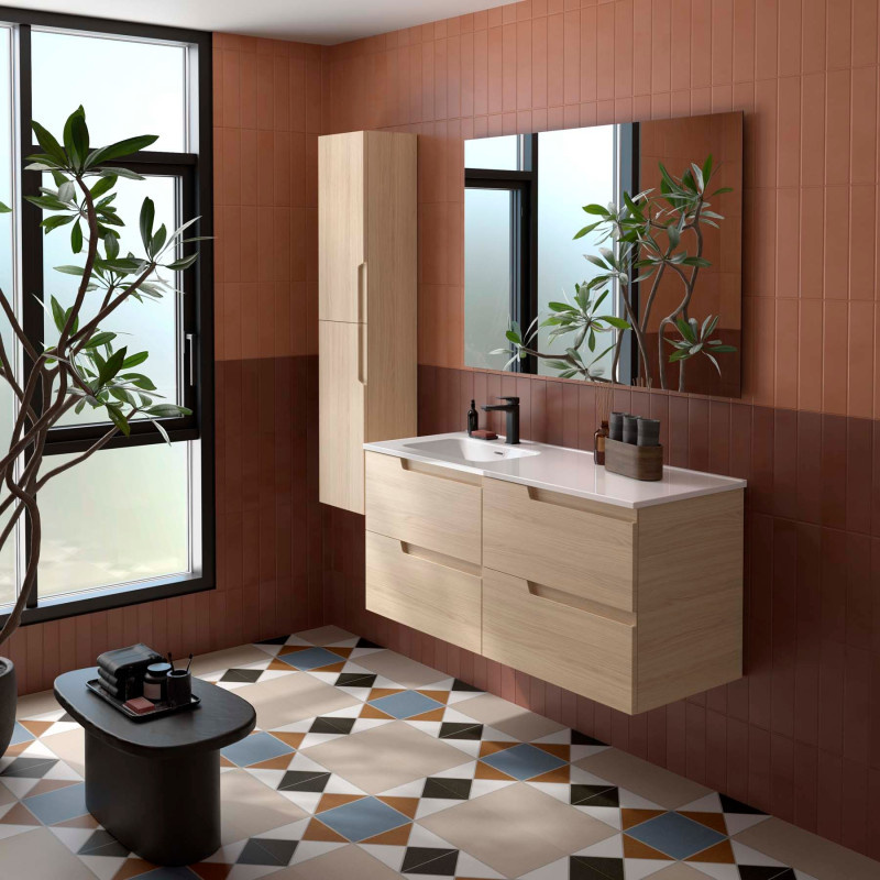 Chêne Sienna · Vasque à Gauche · Sans miroir