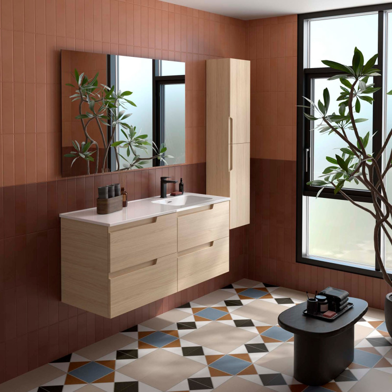 Chêne Sienna · Vasque à Droite · Sans miroir