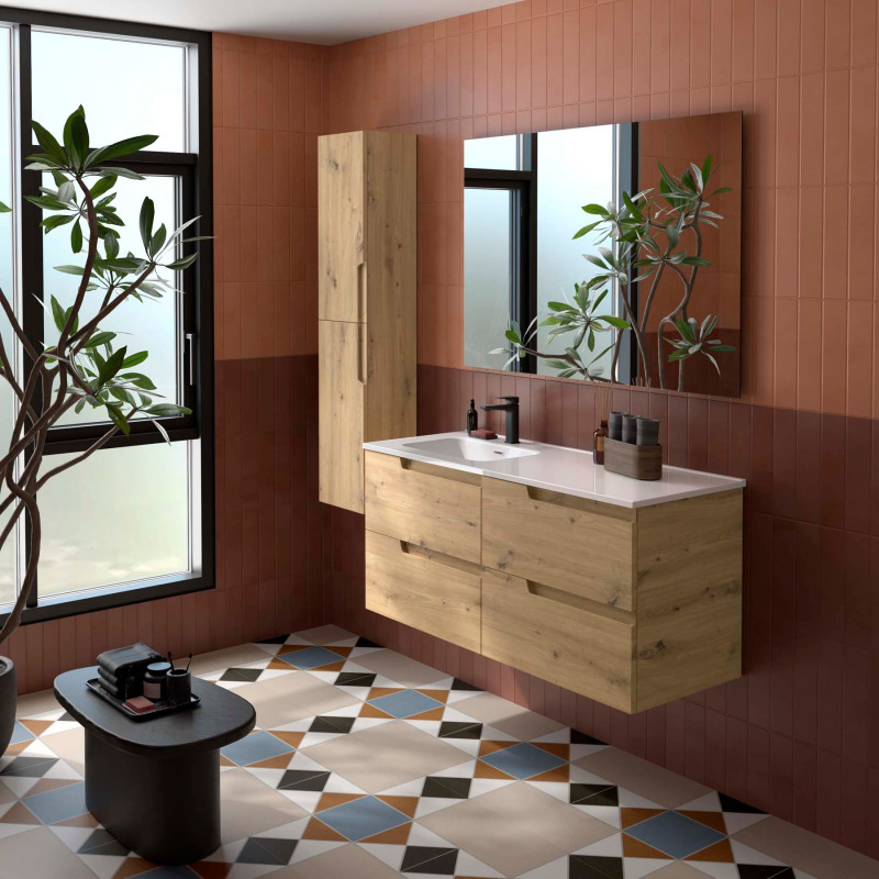 Chêne Montana · Vasque à Gauche · Avec miroir