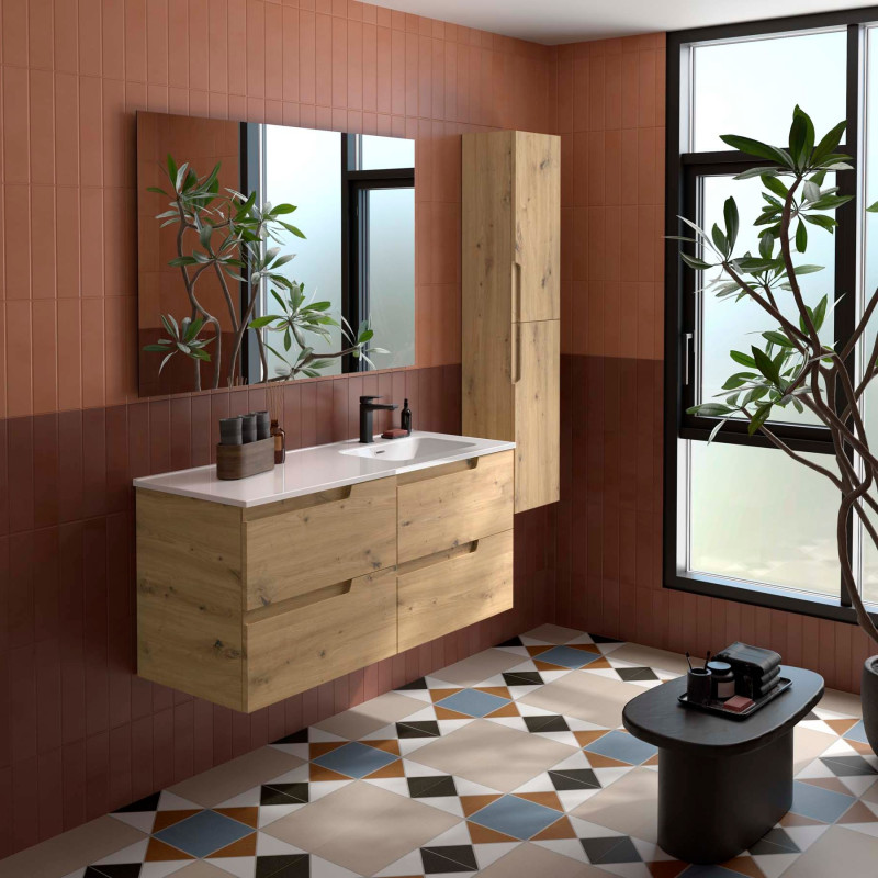 Chêne Montana · Vasque à Droite · Avec miroir