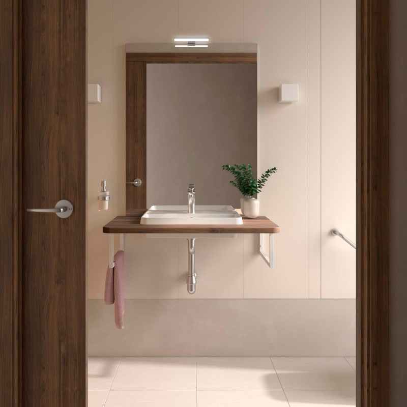 Ensemble EASY BATH 90 cm : plan, vasque, miroir & LED
