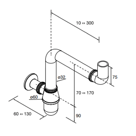 Siphon réduit CONEX chromé