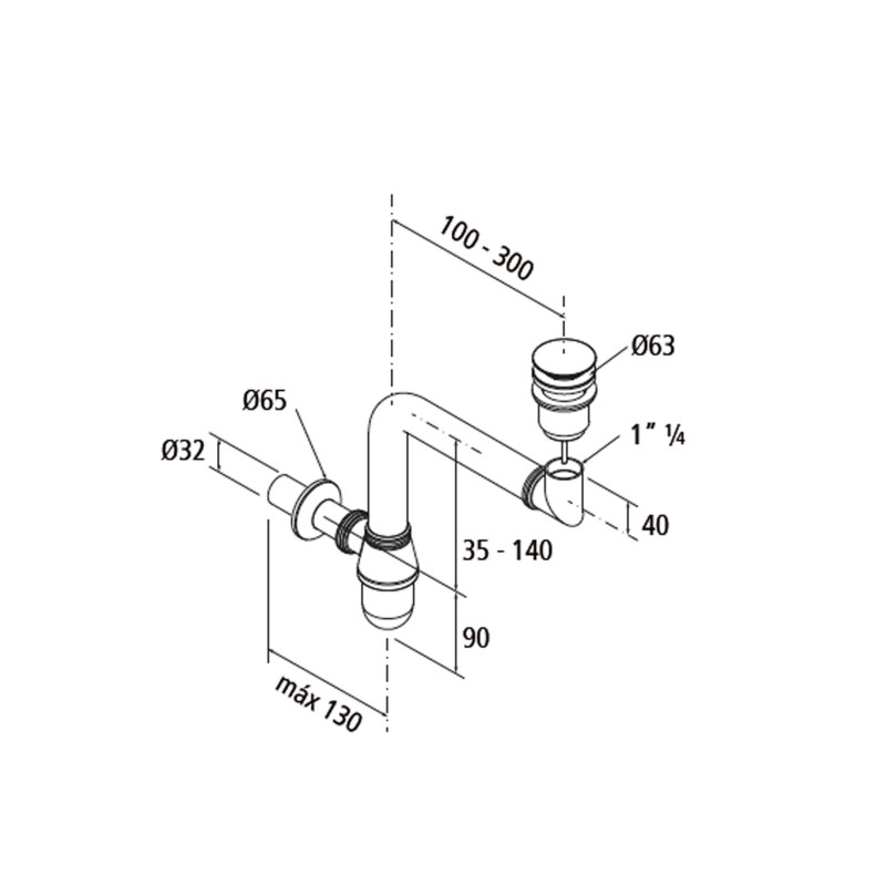 Système siphon court avec bonde clic-clac