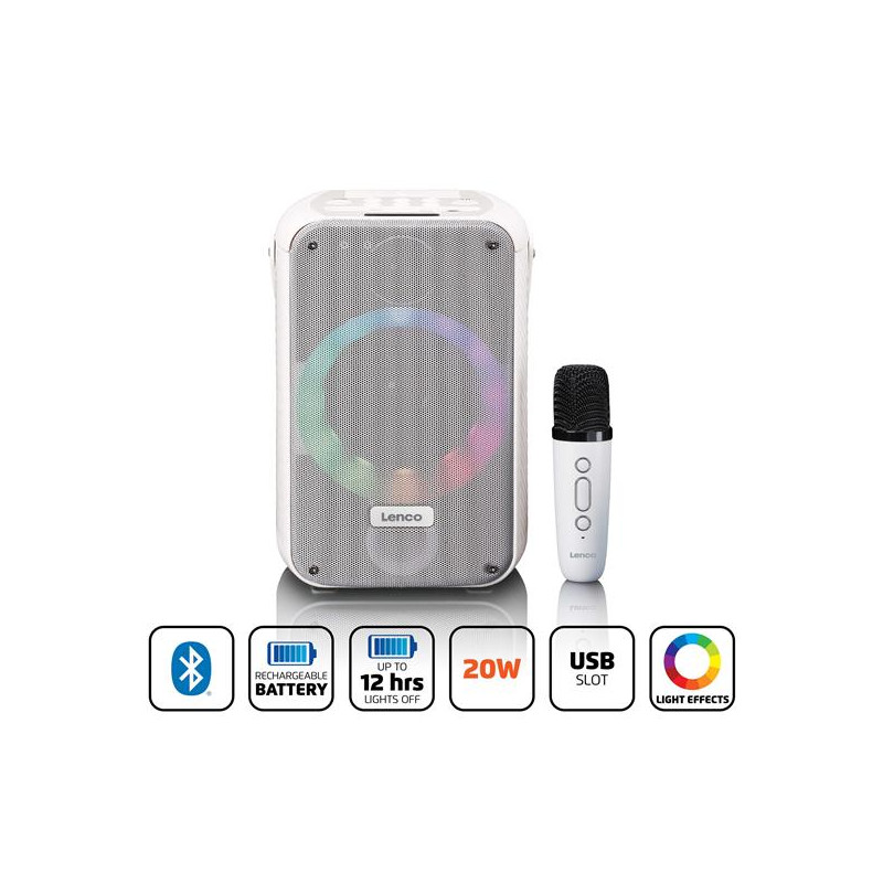 LENCO Enceinte Bluetooth Karaoké BTC-060WH