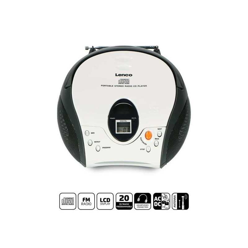 LENCO Lenco Radio FM stéréo portable avec CD Blanc *