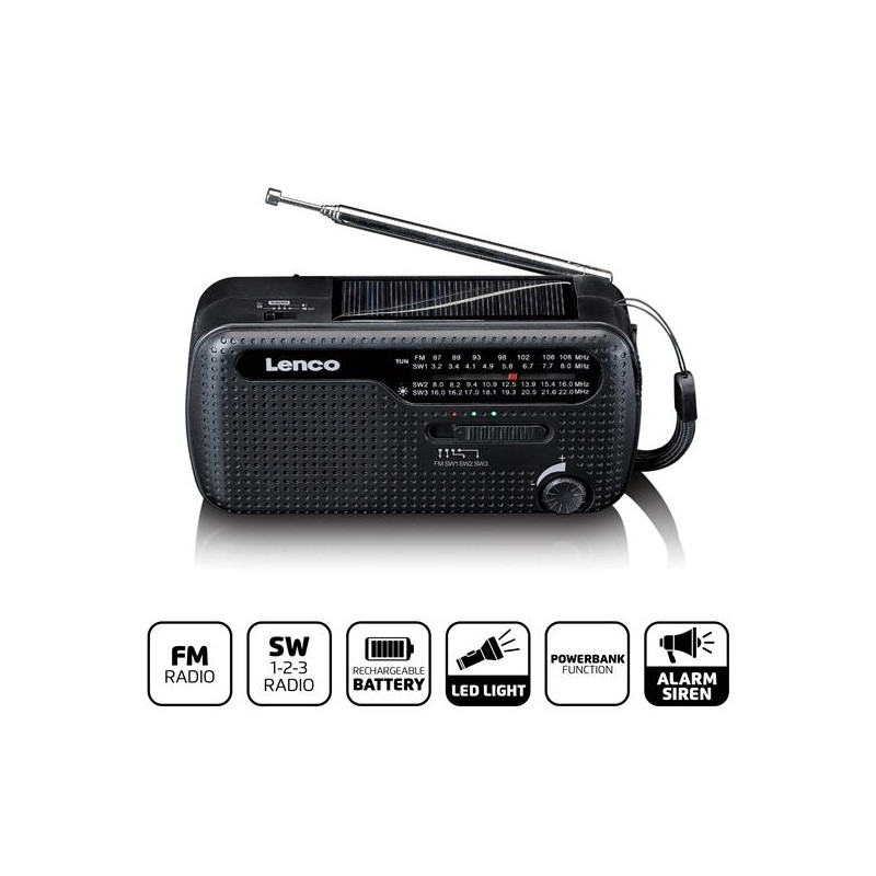 LENCO Lenco radio d'urgence portable à remontoir, lampe de poche et banque d' *
