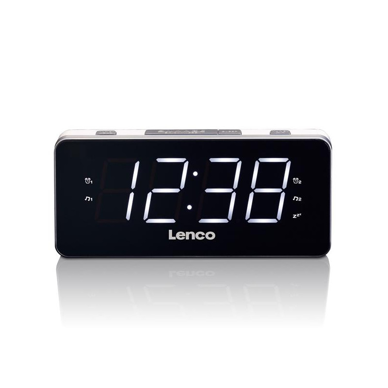 LENCO Lenco PLL FM Alarm Clock Radio large and clear 1.8' LED display White *
