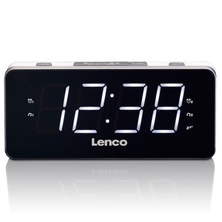 LENCO Lenco PLL FM Alarm Clock Radio large and clear 1.8' LED display White *
