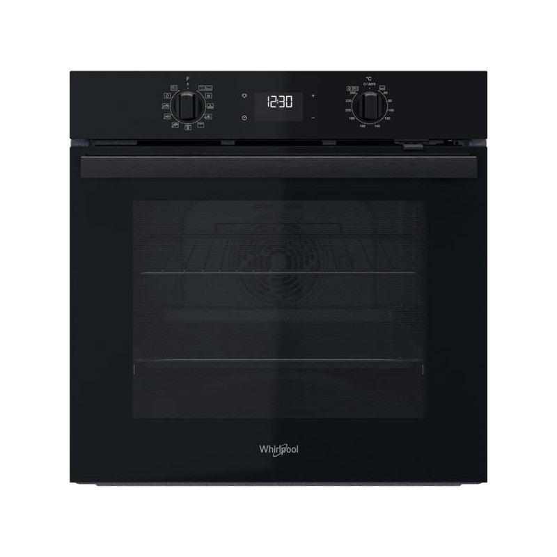WHIRLPOOL Four multifonction, pyrolyse, black, 71 L, chaleur pulsée, rail télesco *