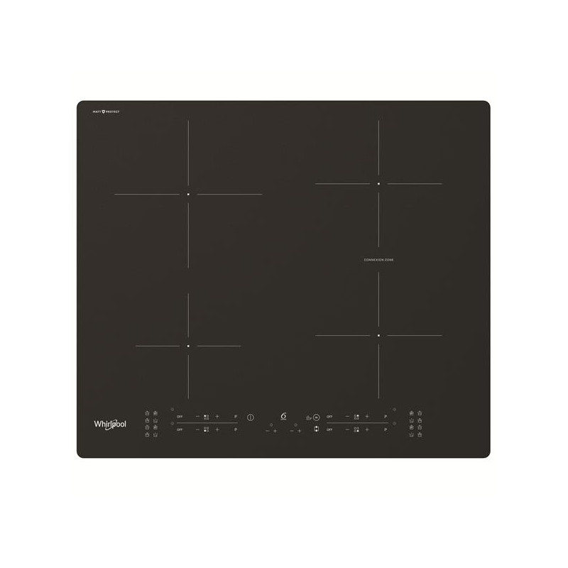 WHIRLPOOL Table induction, noir, 60cm, MattProtect, 4 zones dont 1 zone bridge, 4 *