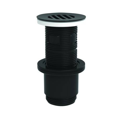 Bonde universelle lavabo écoulement libre, H. 100mm, ABS noir, intercalaire noir