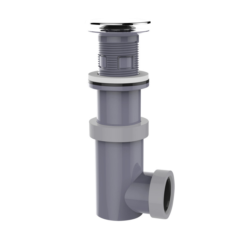 SIPHONETTE lavabo digiclic clapet inox,corps gris,H. réglable,sortie Ø32 ou 40