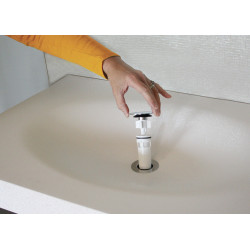 SIPHONETTE lavabo digiclic clapet inox,corps gris,H. réglable,sortie Ø32 ou 40