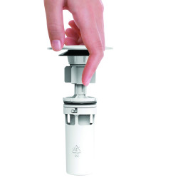SIPHONETTE lavabo digiclic clapet inox,corps gris,H. réglable,sortie Ø32 ou 40
