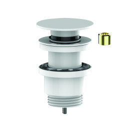 Bonde universelle lavabo digiclic ou fixe, laiton blanc mat, serrage 10 à 80 mm