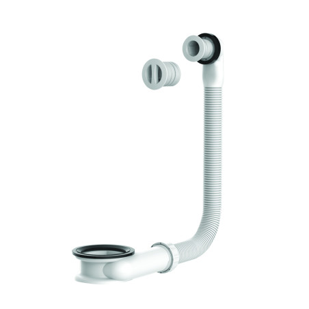 Trop-plein universel blanc avec enjoliveur blanc pour orifice diam 25 et 30 mm
