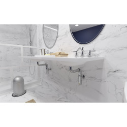 Tubulure gain d'espace lavabo métallisée et siphon ABS chromé, sortie Ø32 mm