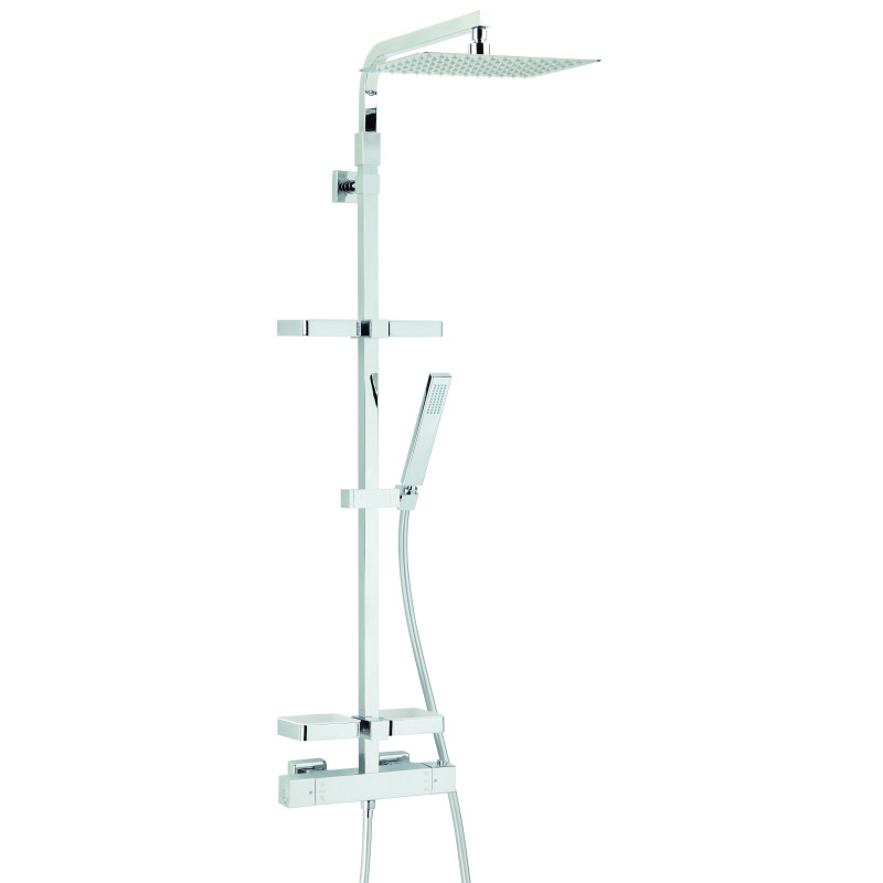 Combiné de douche TOUAREG 300x300, robinetterie thermostatique, tablettes, réf. 66830000000
