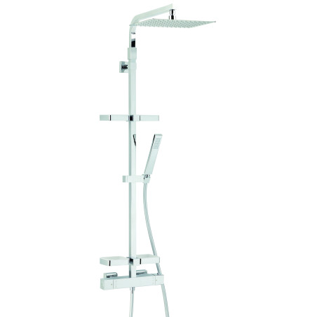Combiné de douche TOUAREG 300x300, robinetterie thermostatique, tablettes, réf. 66830000000