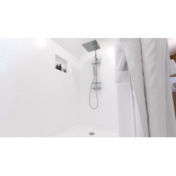 Combiné de douche TOUAREG 300x300, robinetterie thermostatique, tablettes, réf. 66830000000