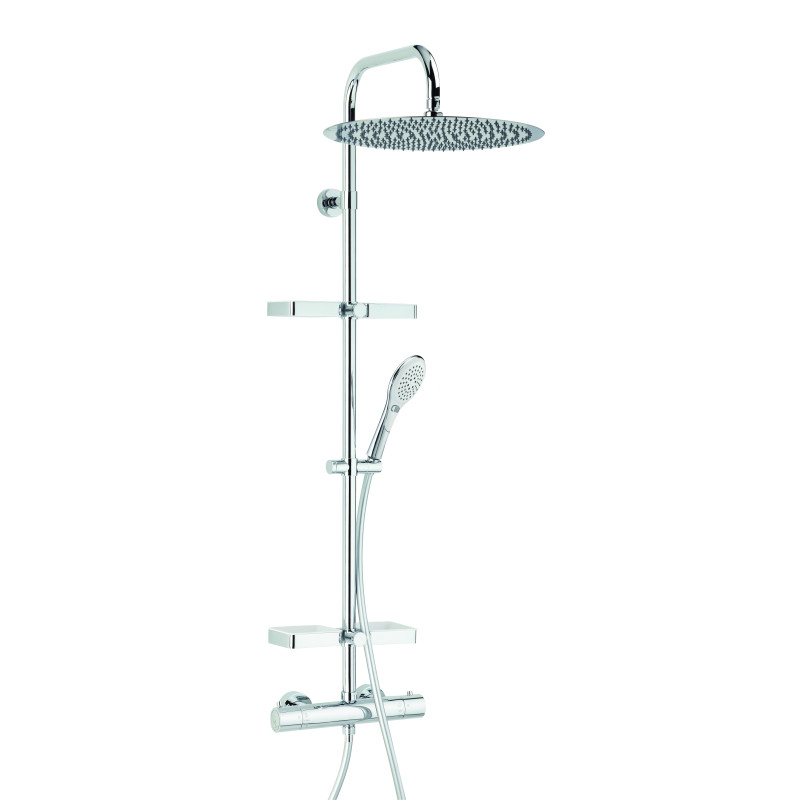 Combiné de douche OPIUM 400, robinetterie thermostatique, tablettes