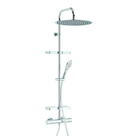 Combiné de douche OPIUM 400, robinetterie thermostatique, tablettes