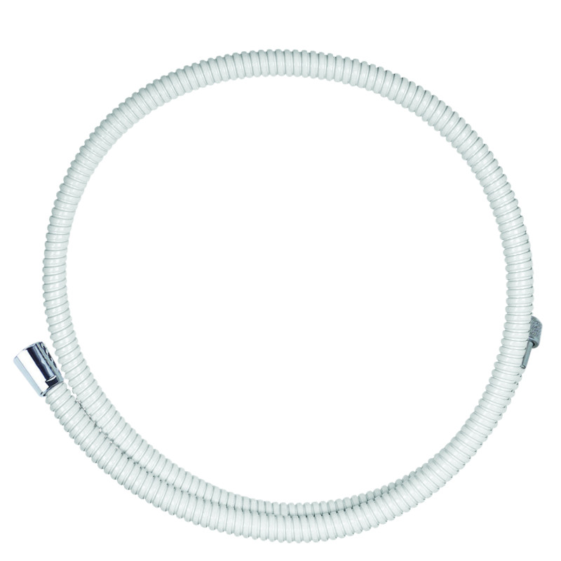 Flexible de douche PVC 1,50 m blanc, anti-pincement, résistance traction 50 kg