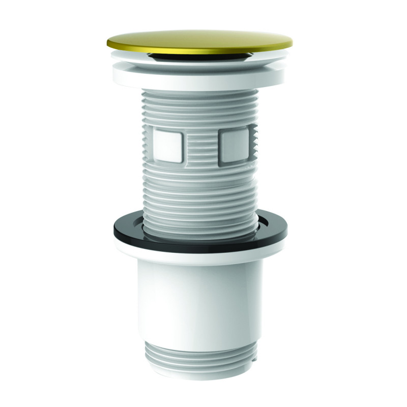 Bonde universelle digiclic ou fixe, H. 100mm, clapet or mat, corps ABS blanc