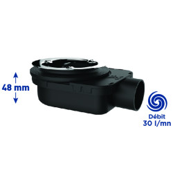 Bonde douche ultra-plate NF Ø90, SMART, sans capot, H.48 mm,corps 70% PCR