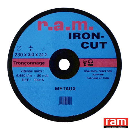 Disque tronçonnage métaux IRON-CUT