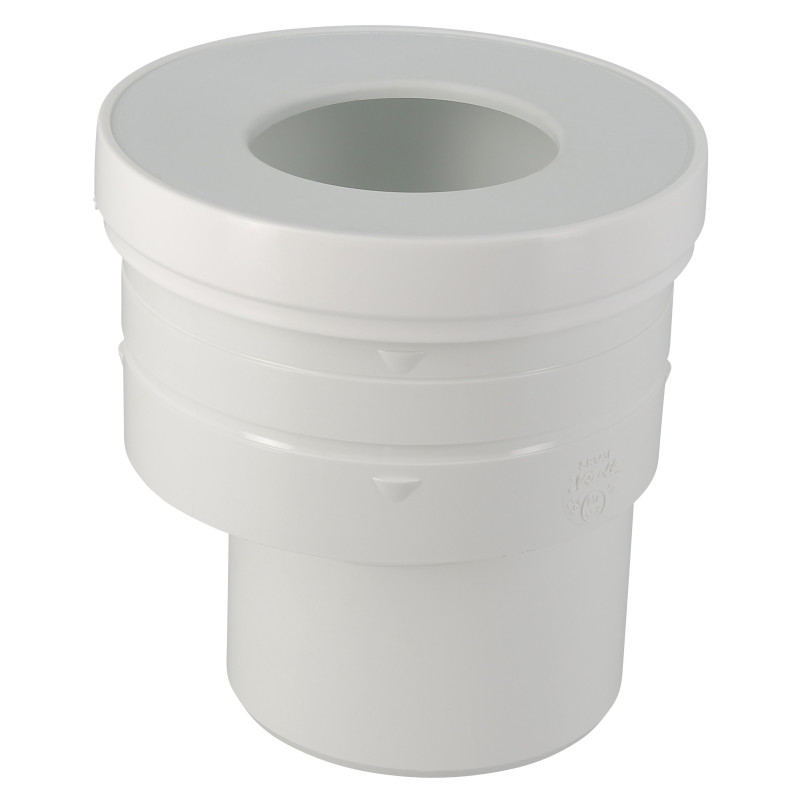 Pipe droite de WC, sortie excentrée Ø extérieur 93, DM mini Ø 85, DM maxi Ø 107