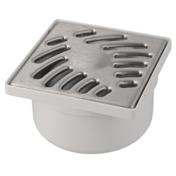 Siphonnette sortie verticale avec grille inox carrée 10x10 mm