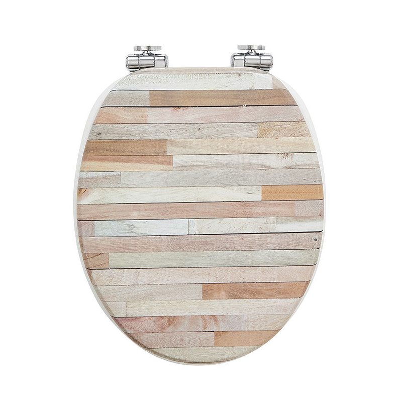 Abattant bois Woody planche de bois, fermeture ralentie