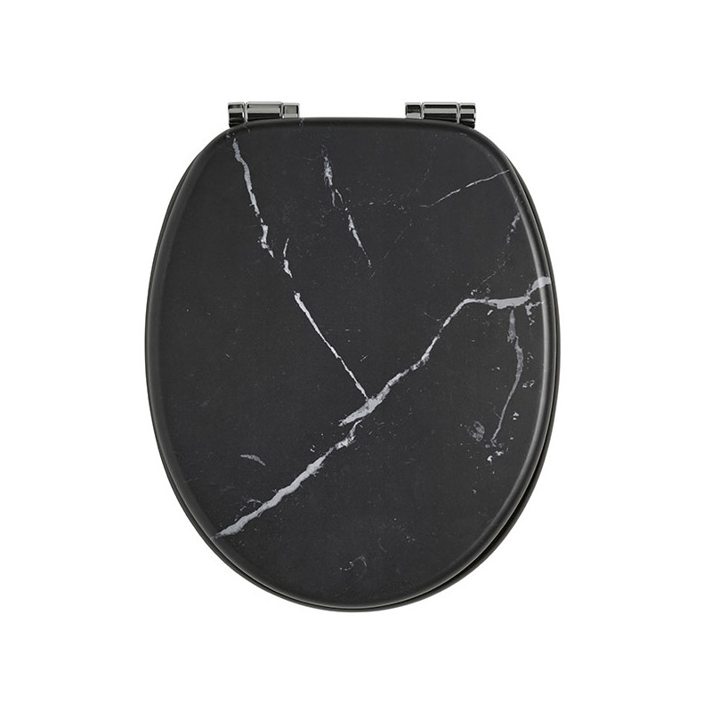 Abattant bois Woody Marbre noir, fermeture ralentie