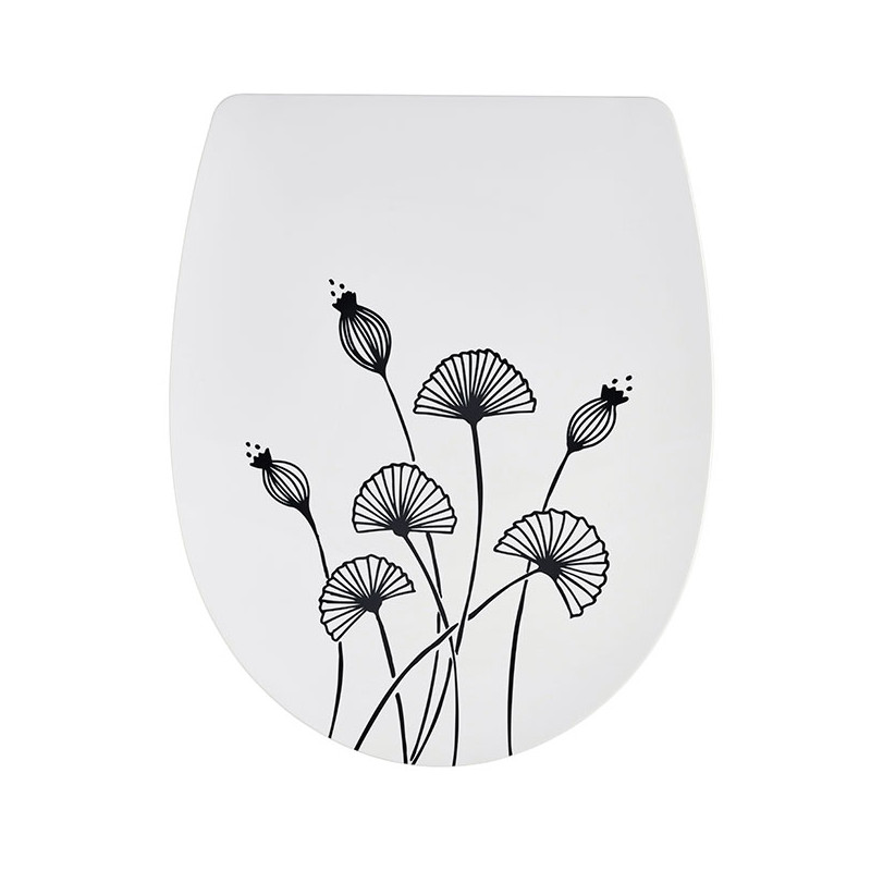 Abattant thermoplastique Marbella Fleurs, fermeture ralentie, déclipsable
