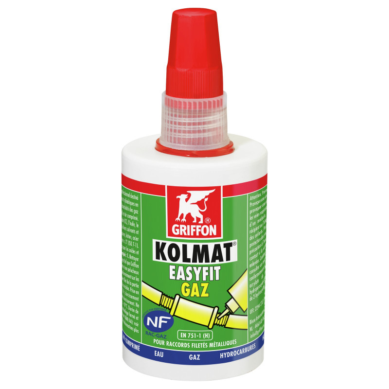 Kolmat Easyfit Gaz Résine anaérobie pour raccords filetés en métal Flacon 50 ml