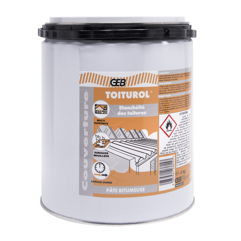 Pâte bitumeuse pour la réparation des toitures seau 5kg couleur noir