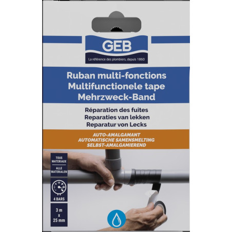 Ruban auto amalgamant pour réparation provisoire de fuite ruban 3m couleur noir