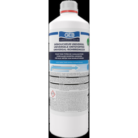 Déboucheur liquide à base de soude pour canalisations sanitaires couleur bleu
