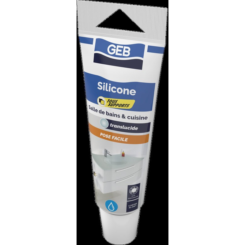 Mastic silicone neutre couleur avec frongicide pour l'étanchéité sanitaire, réf. 590610