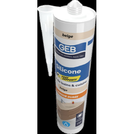 Mastic silicone neutre couleur avec frongicide pour l'étanchéité sanitaire, réf. 890711