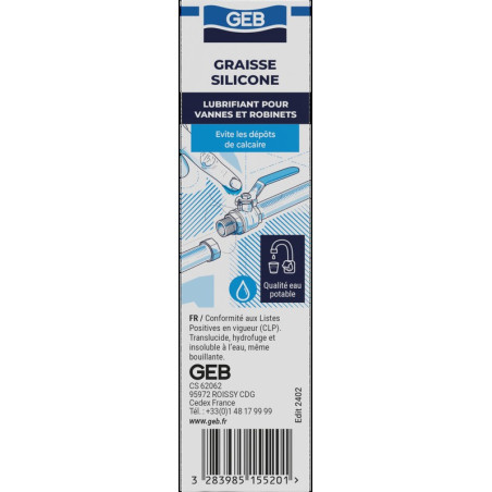 Graisse à base d'huile silicone, hydrofuge couleur translucide