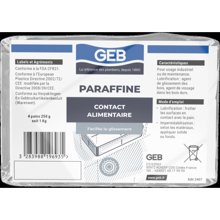 Paraffine rafiinée alimentaire pour usages industriels, réf. 819693