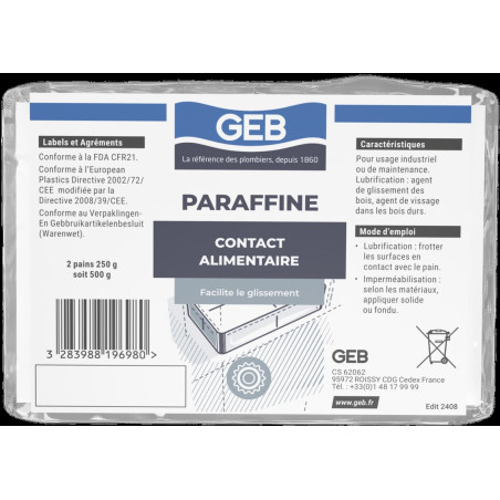 Paraffine rafiinée alimentaire pour usages industriels, réf. 819698