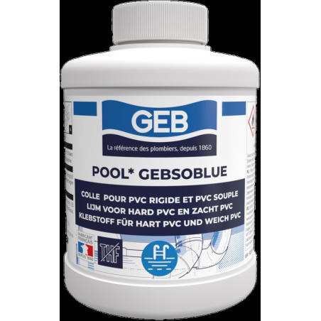 Colle spéciale piscine pour canaliation en pvc sans THF couleur bleu, réf. 504503