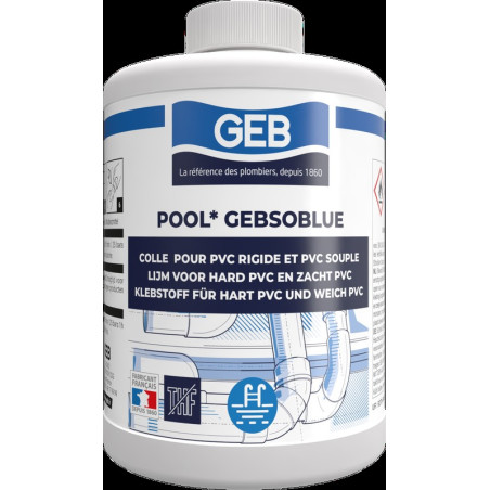 Colle spéciale piscine pour canaliation en pvc sans THF couleur bleu, réf. 504504