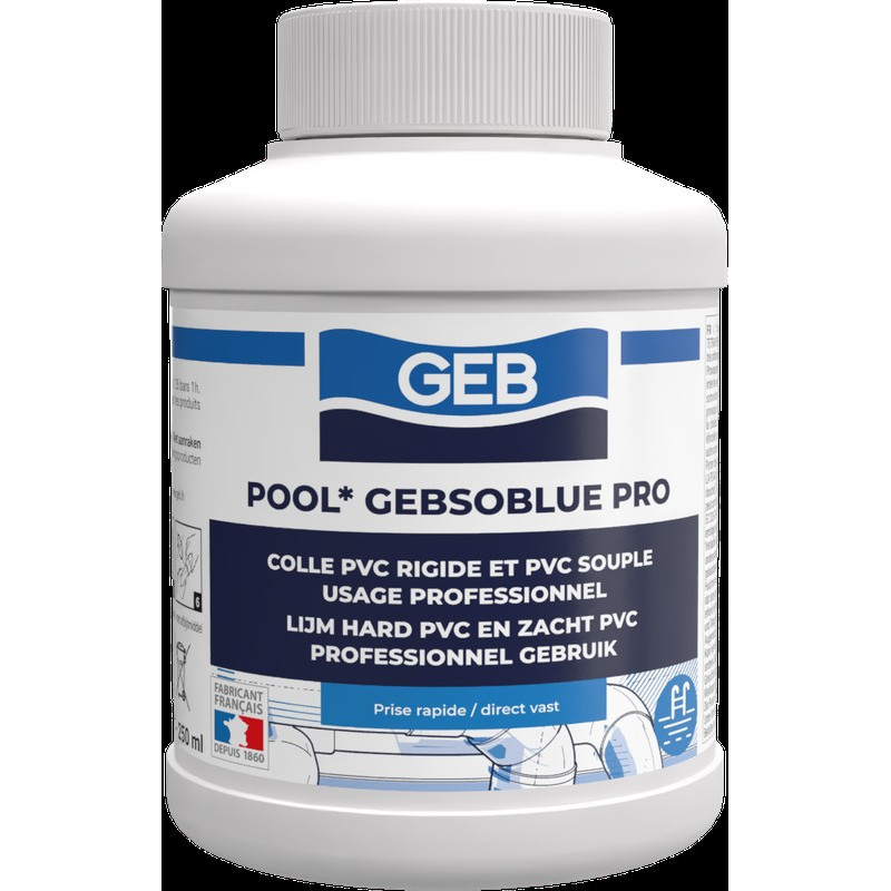 Colle spéciale piscine pour canalisation en pvc contient THF couleur bleu, réf. 504511