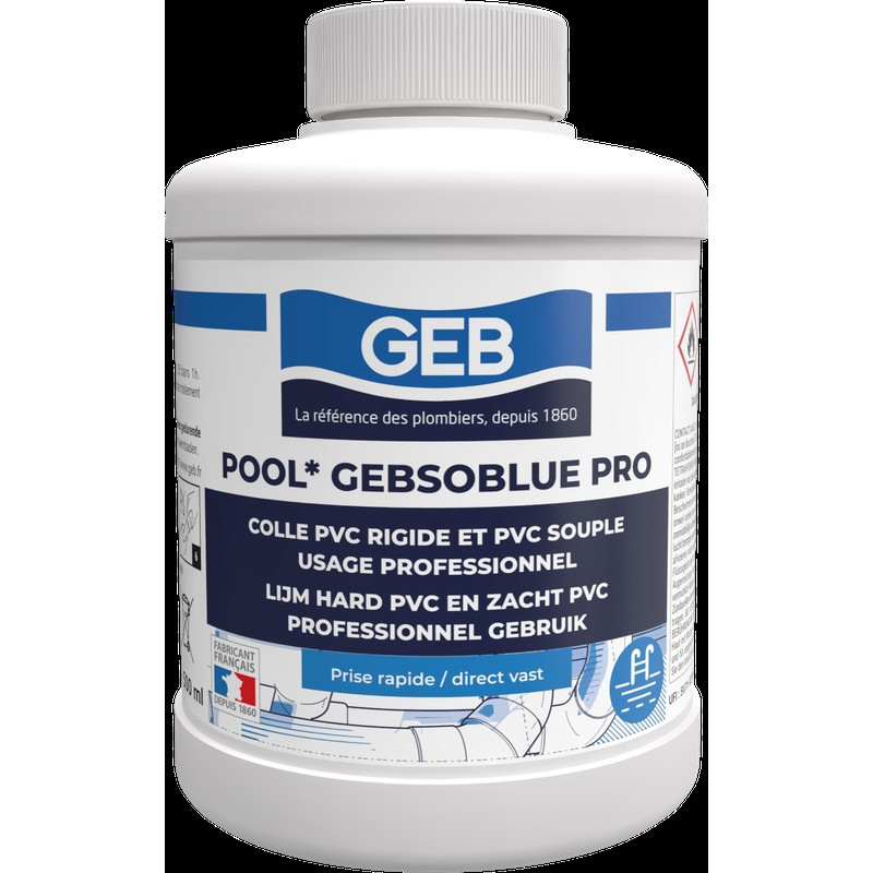 Colle spéciale piscine pour canalisation en pvc contient THF couleur bleu, réf. 504514