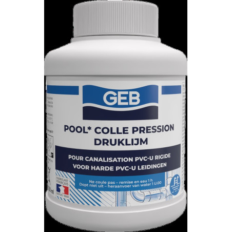 Colle pression spéciale piscine pour raccords pvc sans THF couleur translucide, réf. 504793